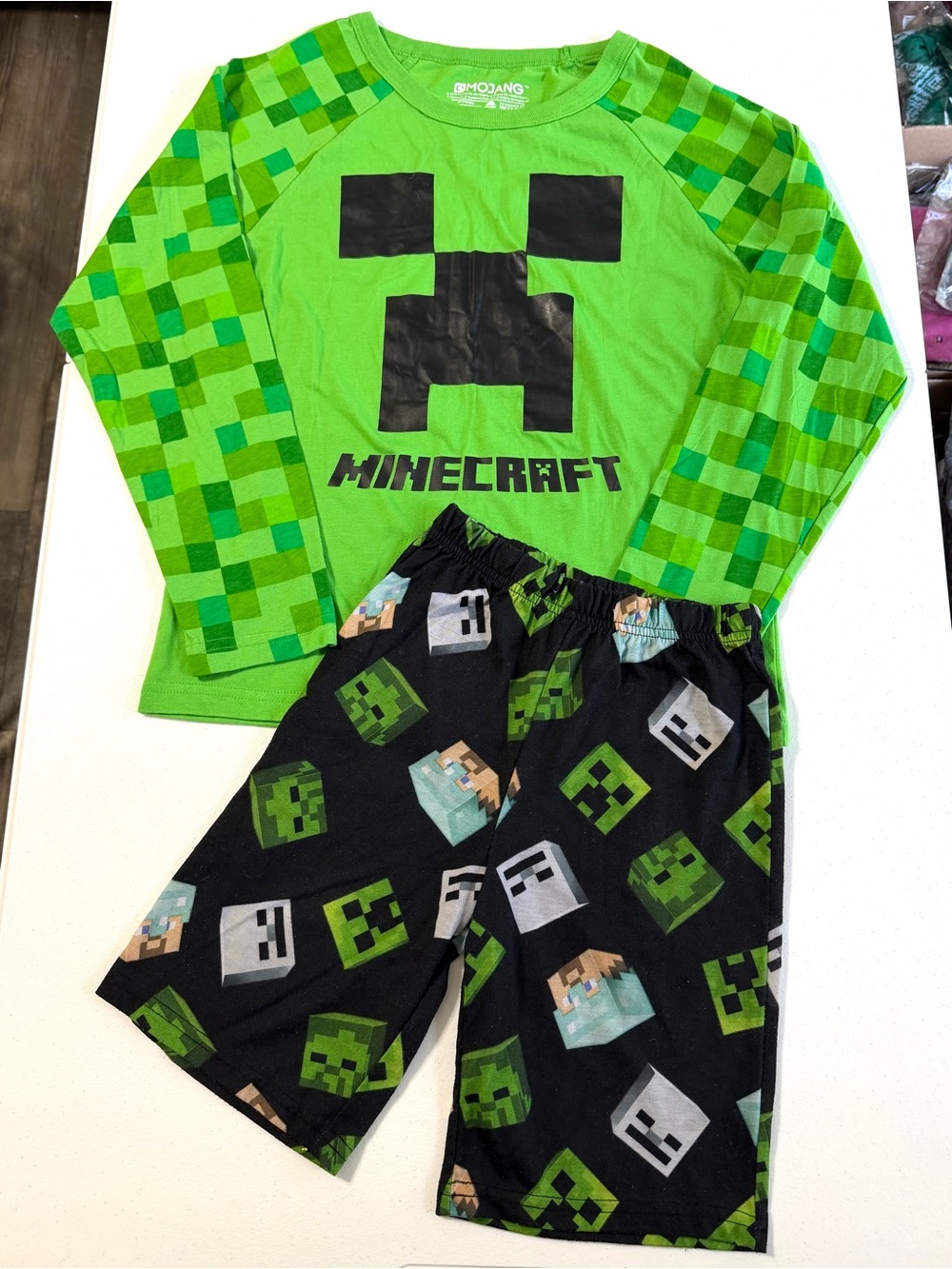 Kids Green Creeper Pajama Set